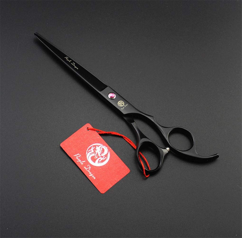 Purple Dragon Professional 7.0 inch 4PCS Pet Grooming Scissors Kit Japan Premium Steel Straight, Curved & Thinning Blade Dog Hair Cutting Shears Set with Case Matte Black - PawsPlanet Australia