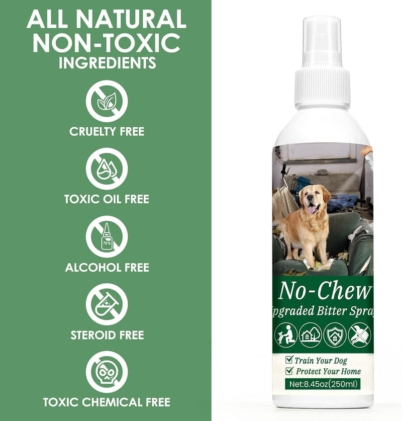 250ml No Chew Spray for Dogs, Bitter Apple Spray for Dogs Stop Chewing Licking of Furniture, Shoes, Bandages, Effective Indoor/Outdoor Dog Anti Chew Deterrent Training & Behavior Aids - PawsPlanet Australia