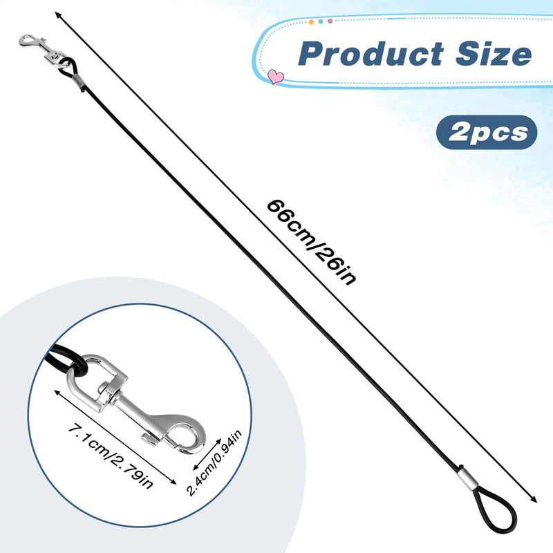 2 Pack Chew Proof Dog Leashes Extension Metal Cable Lead, Non-Tangle Connect Leash for Any Leash, Heavy Duty Dog Leash Extender for Collar & Harness (Black+Blue) - PawsPlanet Australia