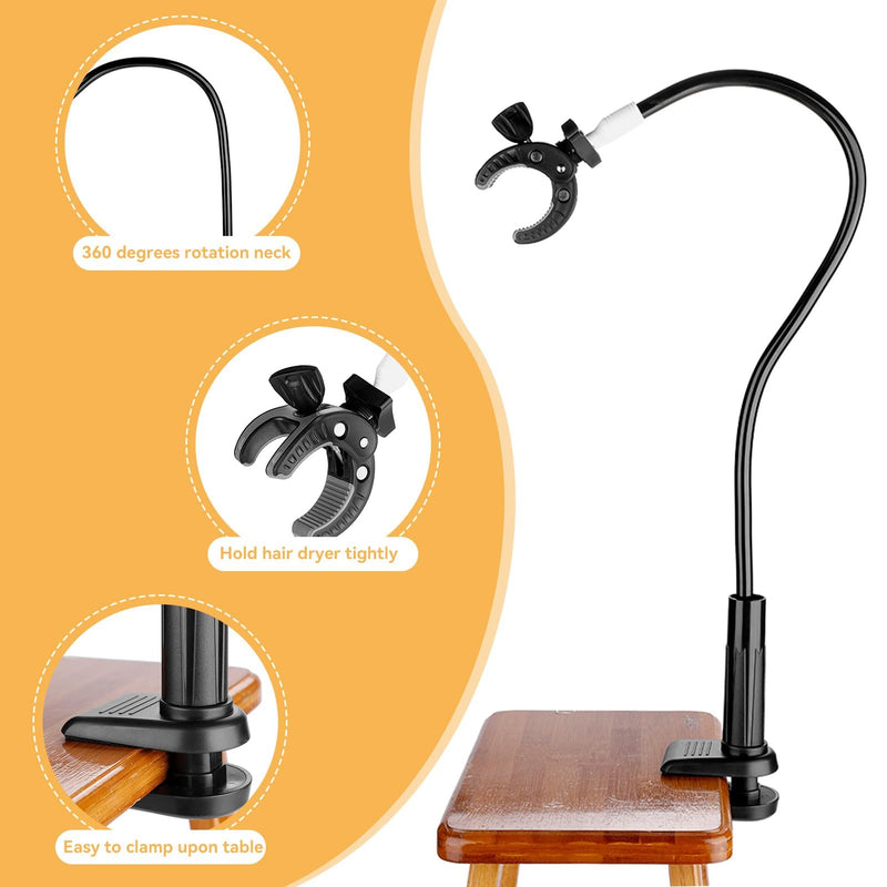 78x8x5.5cm/30.7x3.1x2.2in Dog Hair Dryer Holder, Pets Grooming Table Hair Dryer Holder, 360 Degree Rotating Lazy Blow Dryers Hands Free Stand with Adjustable Clamp for Pet Dog Cat Grooming
