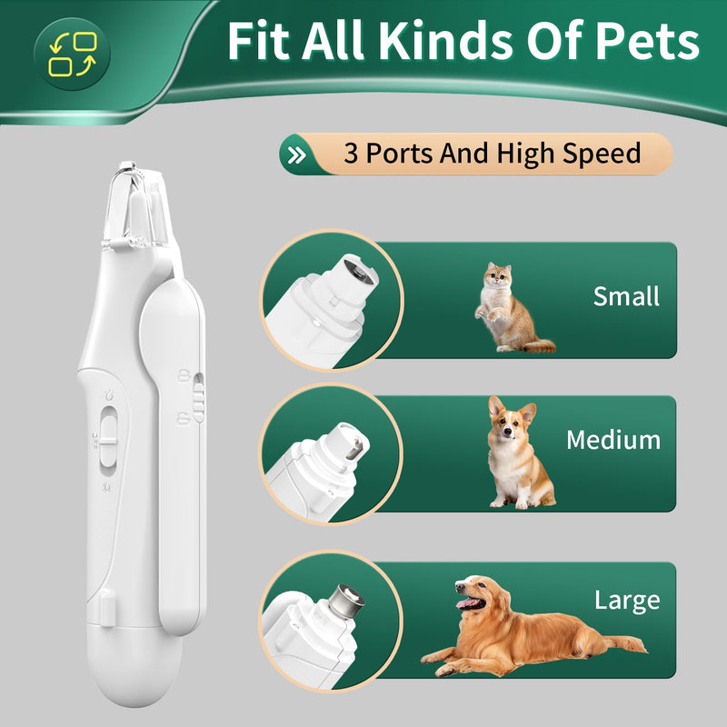 2-in-1 Dog Nail Grinder & Dog Nail Clippers Trimmers for Large Medium Small Dogs Cats Pets Claw Trimmer Quick Sensor and Safety Guard USB Rechargeable with 2 LED Lights - PawsPlanet Australia