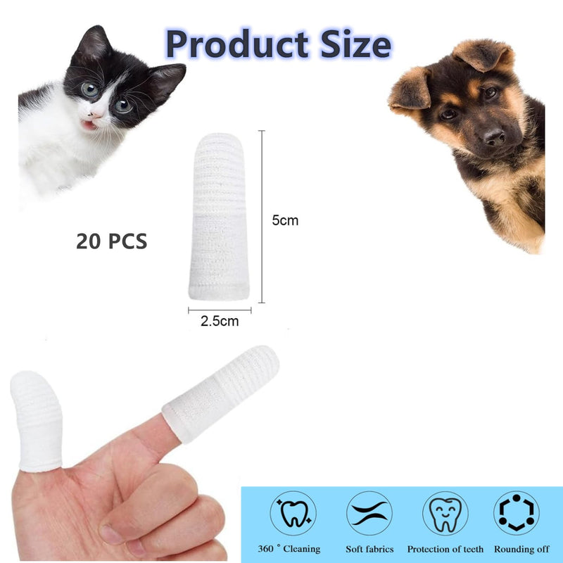 Dog Toothbrush, Pack of 20 Cat Toothbrush, Reusable Finger Toothbrush, Dog, Pet Finger Toothbrush, Nylon Pet Toothbrush for Cleaning Dogs and Cats (White)