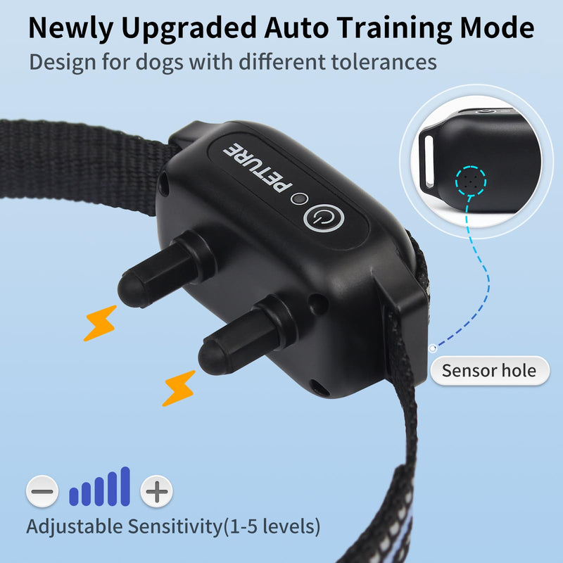 Dog Training Collar, Auto Bark Mode and Electric Dog Collar with 3 Modes, Beep, Vibration, Shock, Waterproof Dog Shock Collar for Small Large Dogs 5-120lbs, Remote 3300ft, for 2 Dogs - PawsPlanet Australia