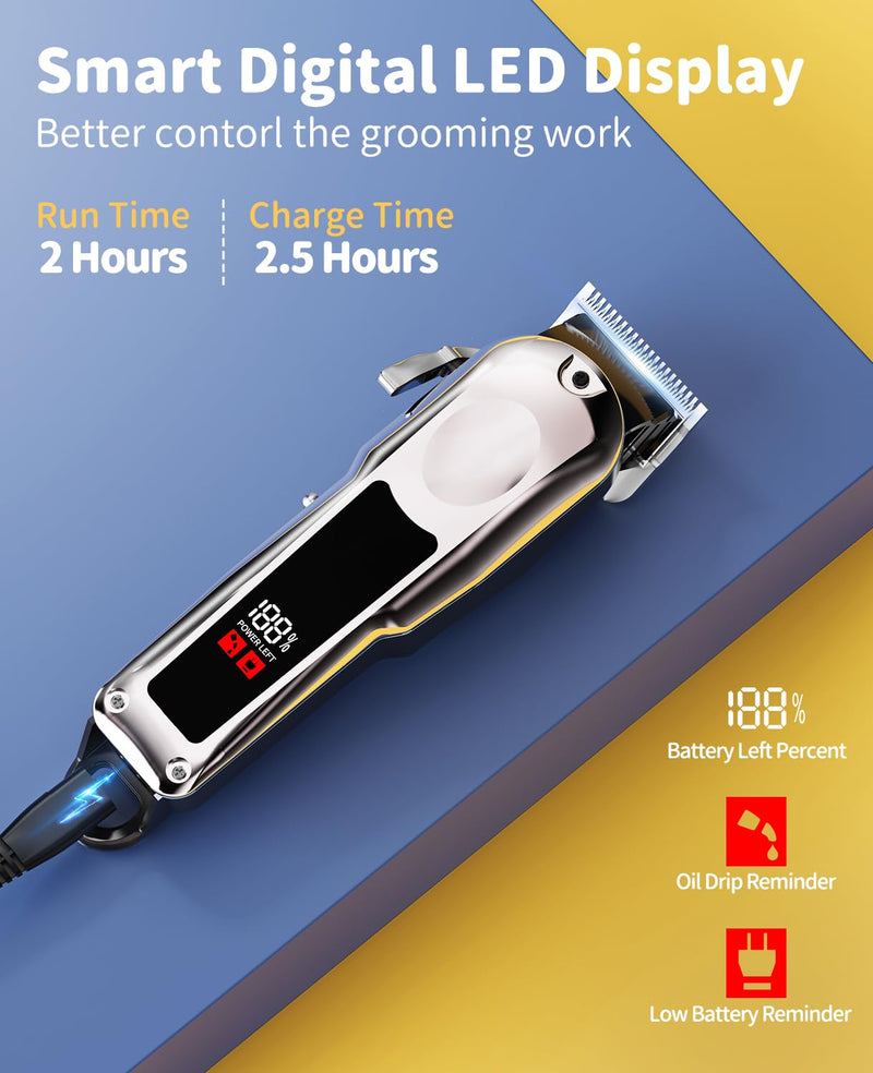 Professional Dog Clippers for Grooming, Low Noise Pet Trimmer Dog Shears for Pet Grooming Kit LED Display Cats Trimmer for Clipper Thick Hair 7200 rpm - PawsPlanet Australia