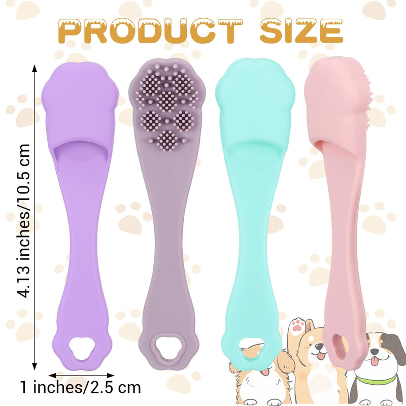 4 Pack Dog Finger Toothbrush Small Breed, Silicone Dog and Cat Finger Toothbrush Kit Food Grade, Easily Clean Teeth Dirt