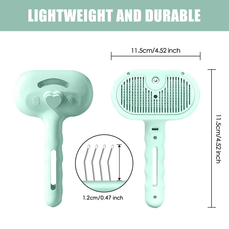 3-in-1 Pet Steam Brush, Grooming Comb with Water Tank for Cats and Dogs, Long and Short Hair (Green) Green - PawsPlanet Australia