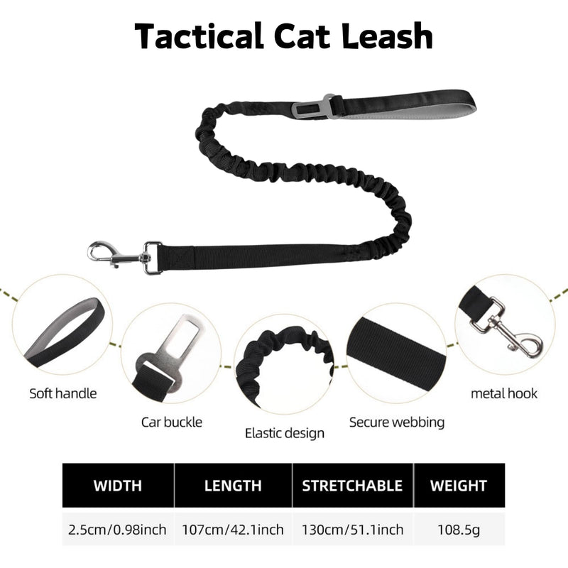 Cat Harness and Leash Set for Walking Escape Proof Adjustable Reflective Large Cat Tactical Harness with Patches Breathable Summer Vest Soft Mesh Padding Handle Easy to Control (Black, M) Black - PawsPlanet Australia