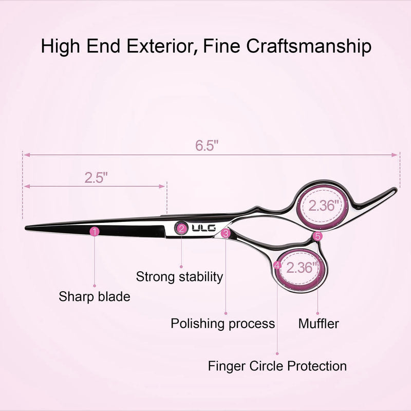 Hair Cutting Scissors Thinning Shears Kit ULG Professional Hairdressing Texturizing Salon Razor Edge Scissor Japanese Stainless Steel 6.5 inch Pink - PawsPlanet Australia