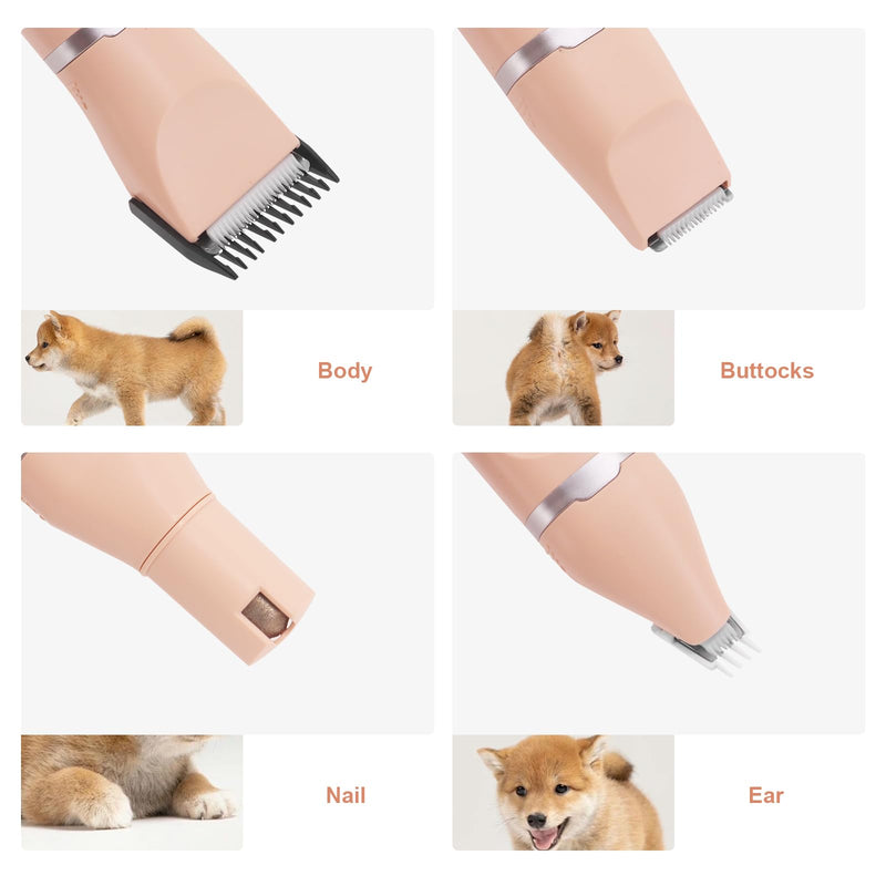 Dog Clippers, 4-in-1 Dog Grooming Kit, Paw Trimmer, Cat Clippers, Led Display and Rechargeability Pink