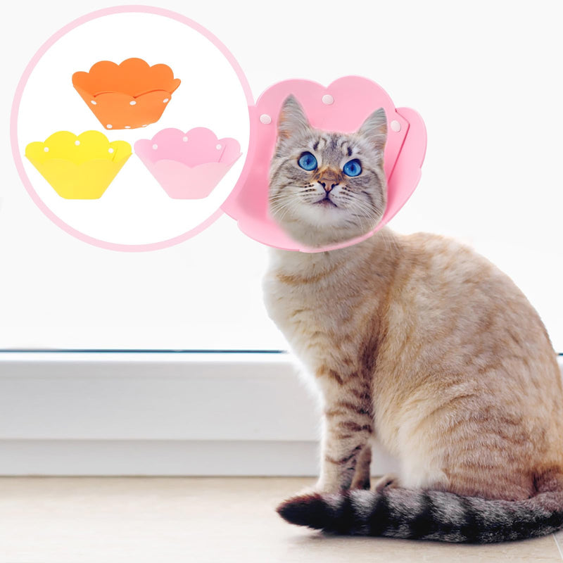 STOBAZA 3-Piece Pet Protective Collar for Cats, Made of EVA with Sunflower Shape, Lightweight Neck Protection Against Scratches and Postoperative Licking Protection for Cats After Surgery