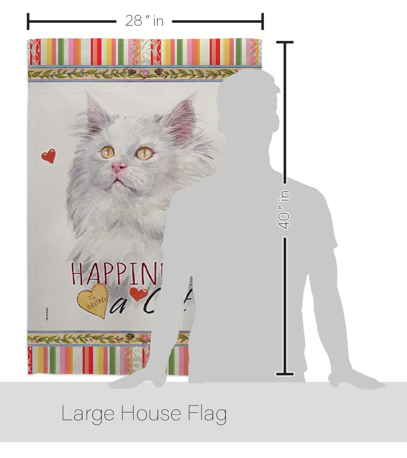 Breeze Decor German Long Hair Happiness House Flag Pack Cat Kitten Meow Spoiled Paw Fur Pet Nature Farm Animal Creature Applique Banner Small Garden Yard Gift Double-Sided, Made in USA - PawsPlanet Australia