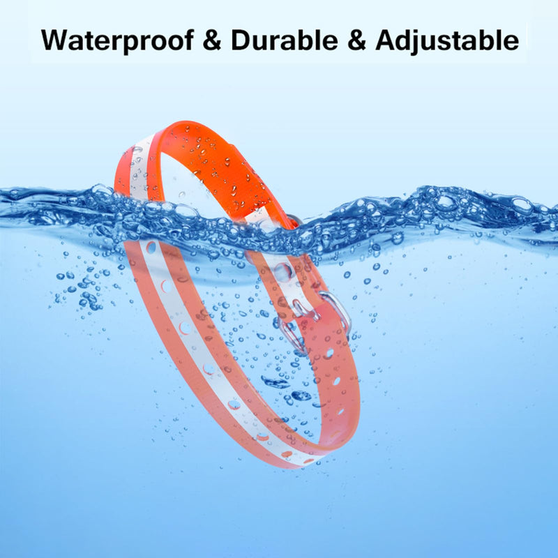 PaiPaitek Shock Collar Replacement Strap for Most of Training Collar, 3/4 Inch Dog Collar Replacement for Wireless Fence and Bark, Adjustable Reflective TPU Collar Strap - 2 Pack TPU Reflective Red and Orange - PawsPlanet Australia
