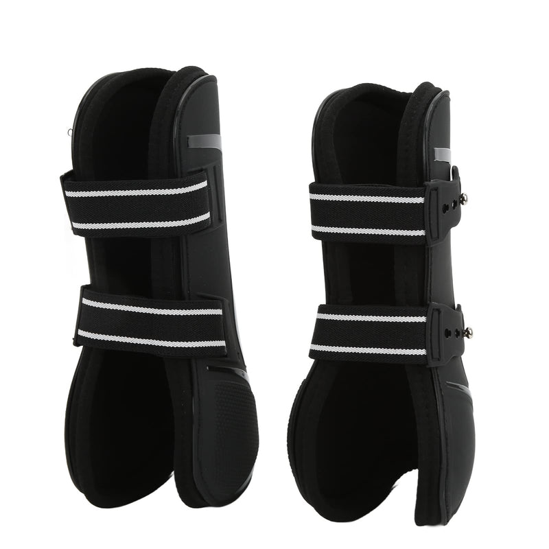 Ymiko Horse Shoes, Horse Boots PU Shell Elastic Neoprene Secure Horse Leg Guard Open Front Boots Splint Boots for Horses for Jumping, Trail Riding, and Turnout black front legs Medium 4.75L