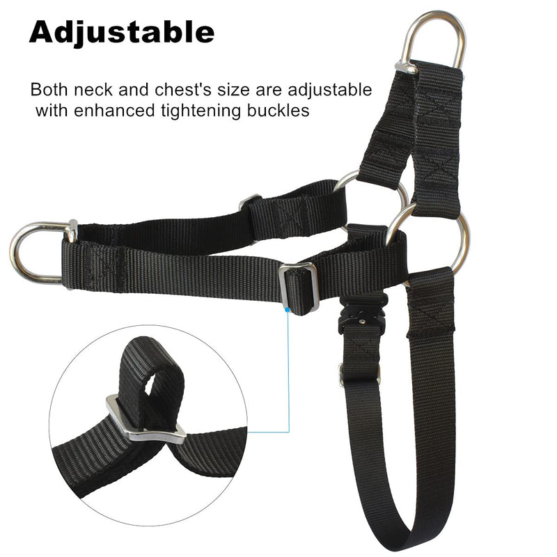 Hiado Dog Harness with Front Clip and Back Clip Easy On Metal Buckle Adjustable for Small Medium Large Dogs No Pull Heavy Duty Black