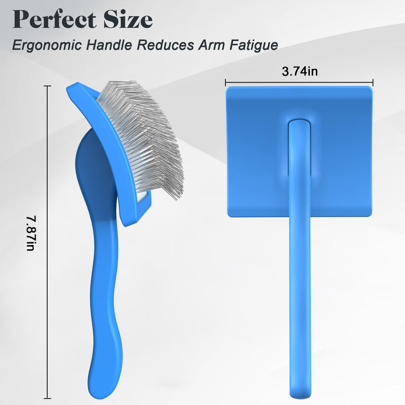 2PCS Slicker Brush for Dogs & Pet Comb,Professional Dog Grooming Brush (Goldendoodles,Poodles,Labradoodles) with Extra Long Pins to Effectively Remove Tangles, Knots and Mats (Blue Large) Blue Large - PawsPlanet Australia