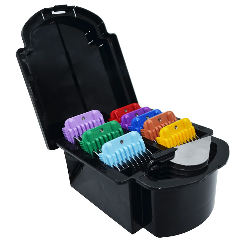 Professional Animal Stainless Steel Attachment 9 Color Guide Comb Set,Compatible with Andis, Oster A5, Wahl KM Series Clipper Detachable Blade Pet, Dog, Cat, and Horse Clippers