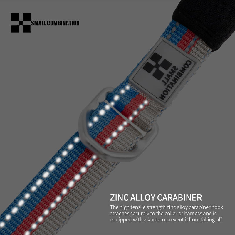 Reflective Dog Leash | Heavy-Duty Nylon Webbing & Aircraft Alloy Hooks | Adjustable (117-177cm) with Padded Handle | Yellow/Black/Blue/Aqua/Orange/Red (C/Blue, L/2.5CM) C/Blue - PawsPlanet Australia
