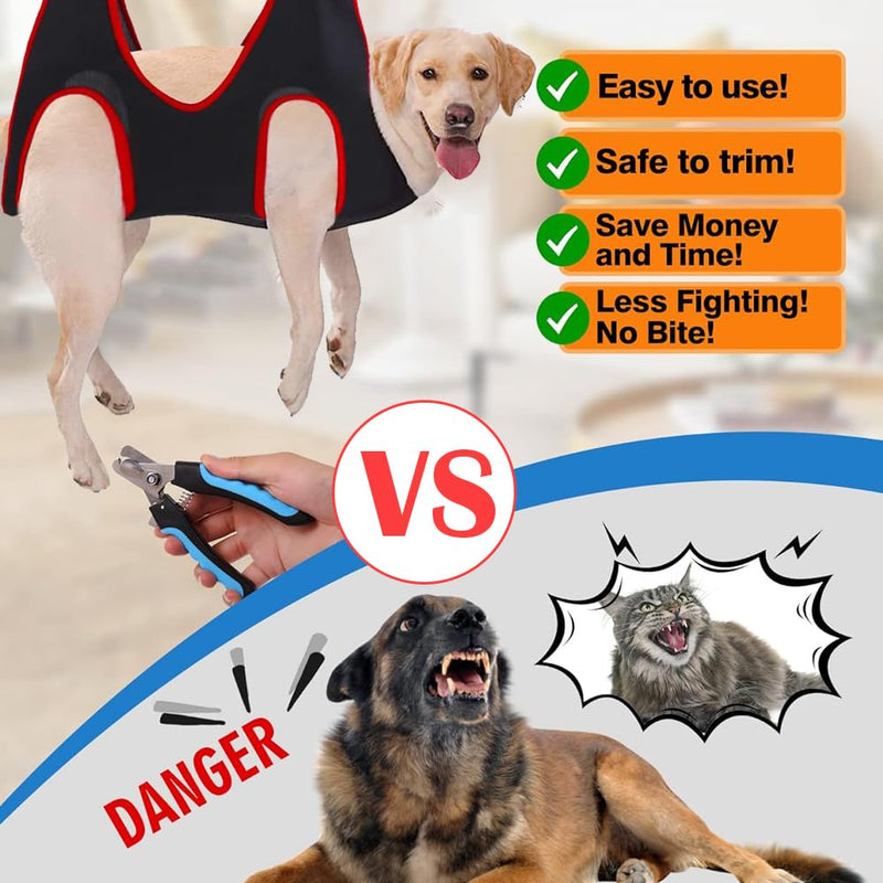 10 In 1 Dog Grooming Hammock with Comb & Nail Clippers Dog Clipping Harness Holder Durable Dog Nail Trimming Hammock for Nail Clipping and Bath Grooming(L/M/S) (L) L - PawsPlanet Australia