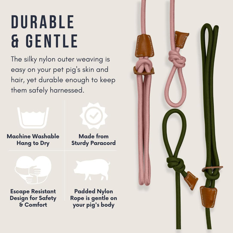 Pig Harness Leash-Fully Adjustable Pig Leash Harness for Small & Medium Pigs-Easy Step in Harness-Infinity Style Pet Pig Leash-Durable & Gentle Mini Pig Harness-Mini Pig Supplies (Small-Mauve Pink) Mauve Pink - PawsPlanet Australia