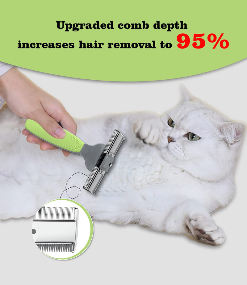 Dog Brush Deshedding Brush, Pet Grooming Tool for Dogs and Cats, Reduces Shedding by up to 95% & Enhances the Shine of Pet Hair. L Green