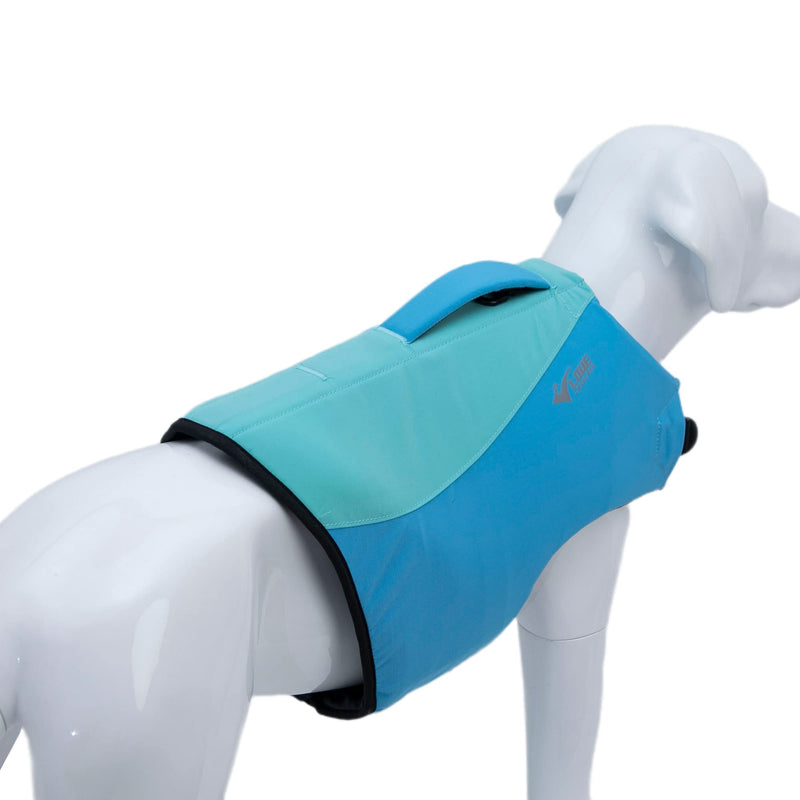 Dog Life Jacket, Sport Style Dog Float Coat with Excellent Buoyancy, Stylish Dog Swimming Safety Vest with Rescue Handle for Small Medium Large Dogs Turquoise L L (Bust 27"-32")