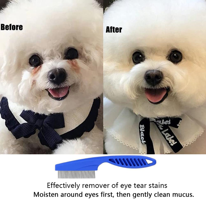 9 Pieces Pet Flea Lice Comb, Dog And Cat Tear Stain Remover Comb, Remove Eye Mucus Crust Dandruff Floating Hair. Pet Grooming Comb Kit For Long And Short Haired Dog Cat(Blue,Rose Red, Green) - PawsPlanet Australia