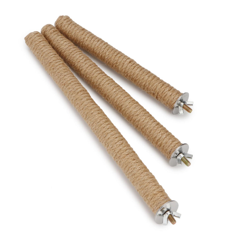 Hypeety Bird Perch Stand Natural Wood Parrot Hemp Rope Perch Birdcage Accessories Perch Standing Toy for Bird Parrot Macaw Cockatoo African Greys Budgies Parakeet 2Pcs (30cm/11.81in) 30cm/11.81in
