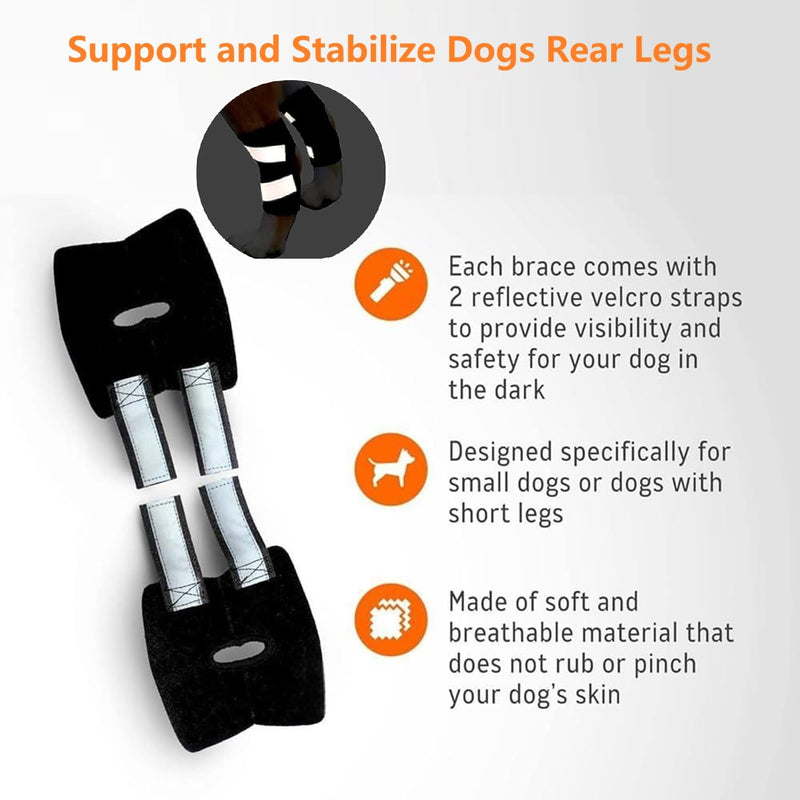 1 Pair Dog Hock Brace Canine Rear Leg Ankle Support with Safety Reflective Straps for Hind Leg Wounds Heal and Injuries and Sprains from Arthritis (XS) XS
