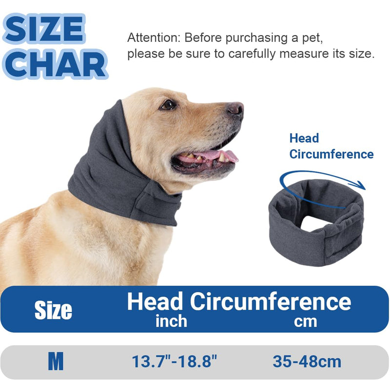 GXGM Pack of 1 Dog Ear Protection, Grey Soothing Ear Protection for Dogs, Pet Bandana, Easy to Clean Head Protection for Dogs with Adjustable Self-Adhesive Tape, Pet Accessories (M)