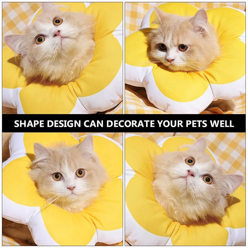 POPETPOP Soft Cat Cone Collar – Waterproof Recovery Elizabethan Collar Prevents Licking & Biting, Lightweight Washable Fabric Flower Design for Post-Surgery Healing, Fits Cats & Kittens