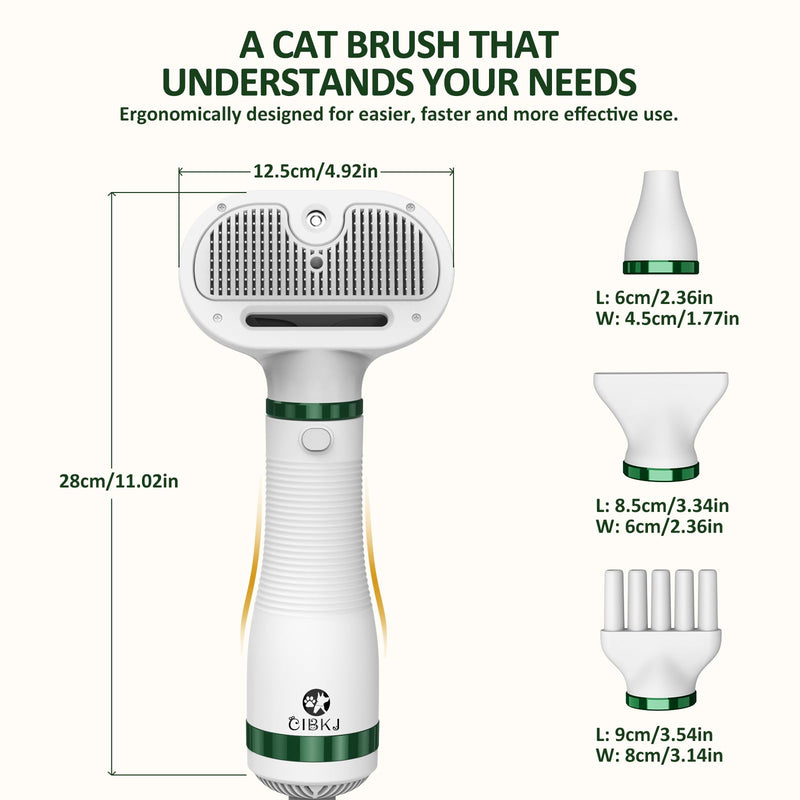 Dog Hair Dryer with Slicker Brush,Dog Blow Dryer for Small-Sized Dogs and Cats,Grooming Brush with Drying Function,Multifunctional Pet Hair Dryer with Release Button Ivory White - PawsPlanet Australia