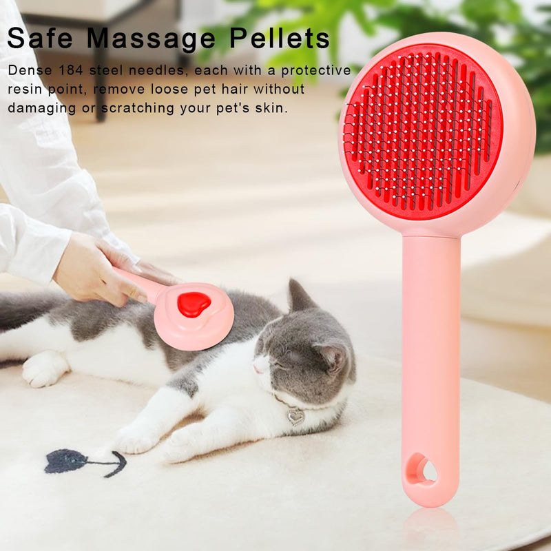 Self-Cleaning Pet Grooming Brush for Dogs & Cats - Effortlessly Removes Loose Hair, Tangles, and Mats - Ideal for Long & Short Hair Pets - Ergonomic, Skin-Friendly Design with Massage Particles Pink - PawsPlanet Australia