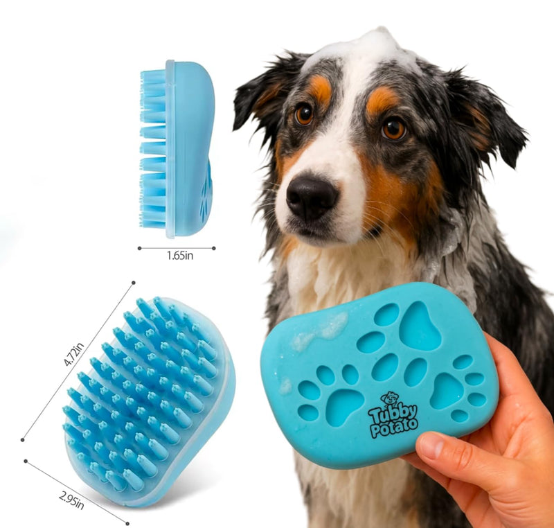 Dog/Cat Curry Brush for Grooming - Tubby Potato™ - Removable Screen, Grooming Massage Bath Brush, Soft Shampoo Scrubber, Washing Scrub Comb with Silicone Bristles for Short & Long Hair Pets - PawsPlanet Australia