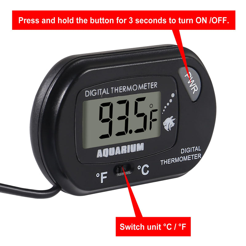 2Pack Digital Aquarium Thermometer Fish Tank Thermometer, Water Thermometer with Large LCD Display, Reptile Thermometer for Vehicle Reptile Terrarium Fish Tank Refrigerator. 2 - PawsPlanet Australia