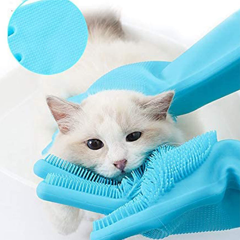 Pet Republique Silicone Bathing Gloves for Dogs, Cats, & Most Animals – Long Sleeve Grooming Glove with Foam Scrubbing Bristles - PawsPlanet Australia