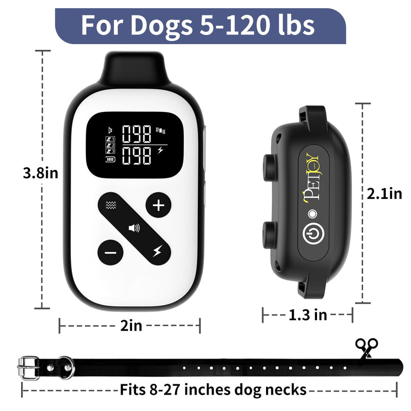 PetJoy Bark Collar with Remote, Bark and Training Collar Combo, Shock Collar for Large Dogs, Auto Bark Collar - Shock, Vibration, Beep and Auto Mode (Level 1-5), Remote Range 2800 Ft - PawsPlanet Australia