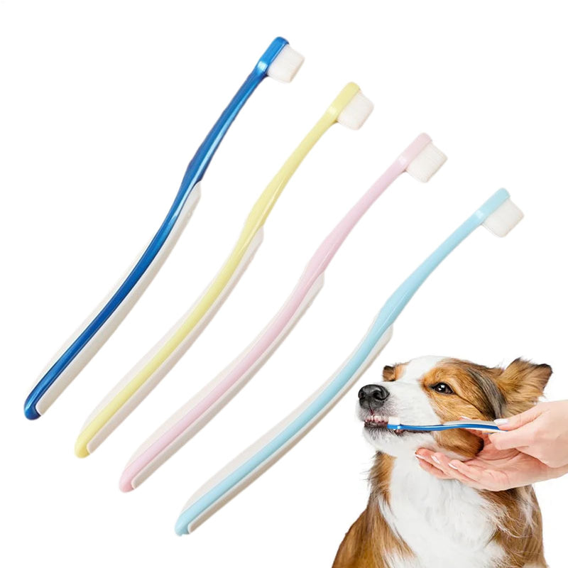 Cat Toothbrush, Pack of 4 Toothbrushes with Soft Bristles, Wide Brush Heads, Dental Care Set for Puppies, Adults, Dogs, Household, On the Go, Indoor, Outdoor Use