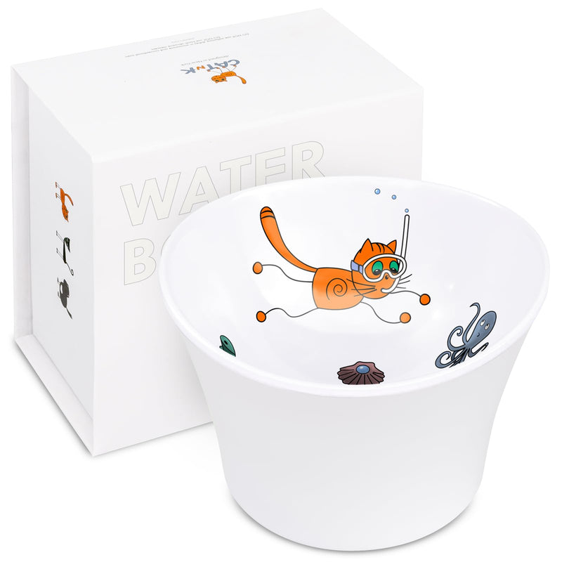 Raised Cat Water Bowl for Whisker Fatigue - Tilted, Elevated Cat Bowl Pedestal; Food-Grade Melamine; Anti-Spill, Durable & Dishwasher Safe (Original) - PawsPlanet Australia