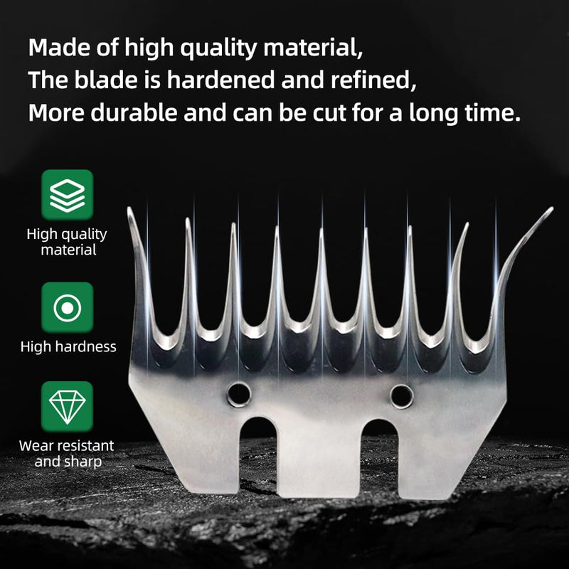Sheep Shears Blades 9-Tooth Wool Shearing Comb and Cutter Blade Set for Alpaca Goats Wool Cutter Grooming Trimmer(9T Scimitar+Front Blade) 9T scimitar+front blade - PawsPlanet Australia