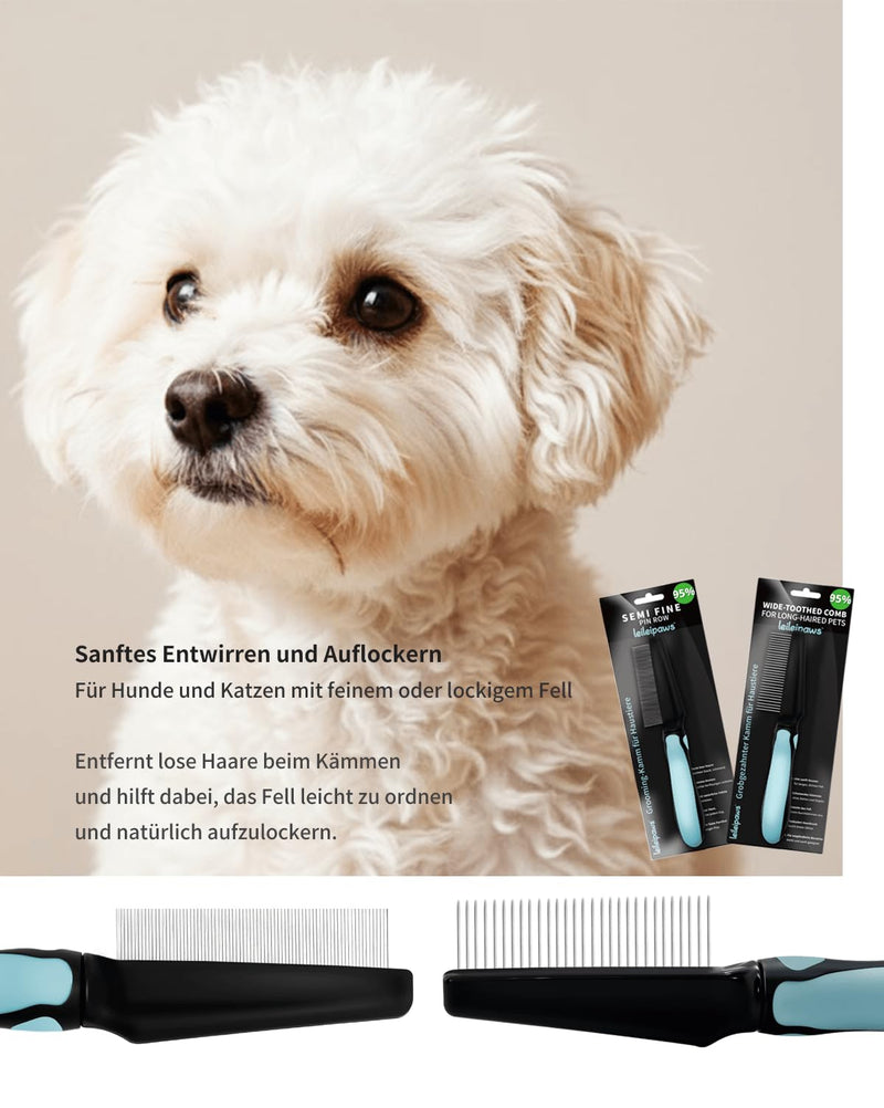 Flea Comb for Short Haired Dogs & Cats - Fine Toothed Lice Comb & Tick Comb Against Fleas, Nits & Dirt - Rustproof Pet Comb with Non-Slip Handle