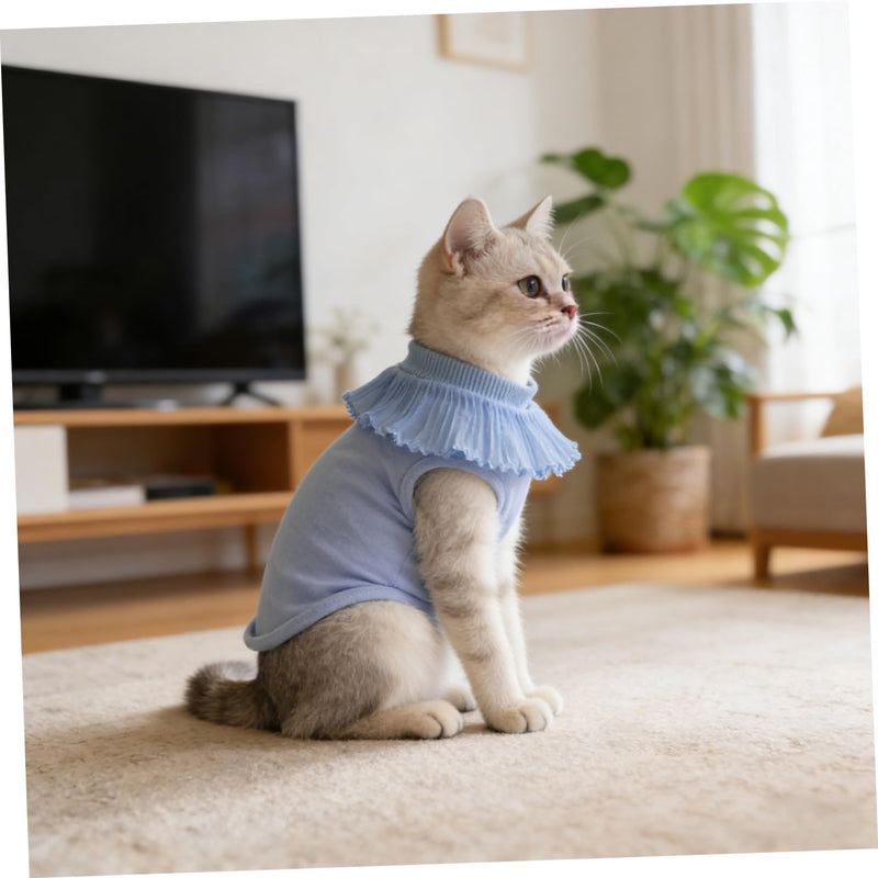 Gadpiparty Lightweight and Breathable Recovery Suit for Cats Made of Modal Fabric Surgical Onesie for Female Cats and Kittens after Surgery Size Light Blue