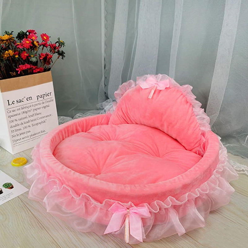pawstrip Pink Dog Bed Washable Princess Cat Couch Soft Plush Pet Sofa Nest Mat Snuggle Kitten Puppy Cave Beds Cute Cozy Kitten Doggy Kennel Cushion Small Medium Dogs Cats Sleeping Pad (L, Pink) L - PawsPlanet Australia