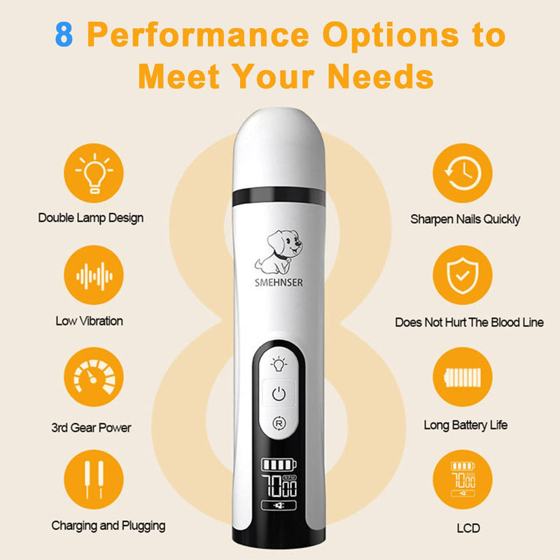 2026 Upgraded Silent Groom Pro Nail Grinder - 3-Speed Cordless Grooming Pro Nail Grinder, Pet Nail Trimmer with 2 LED Light,USB-C Rechargeable & 2 Grinding Wheels for Small Medium Large Dogs and Cats 1pc