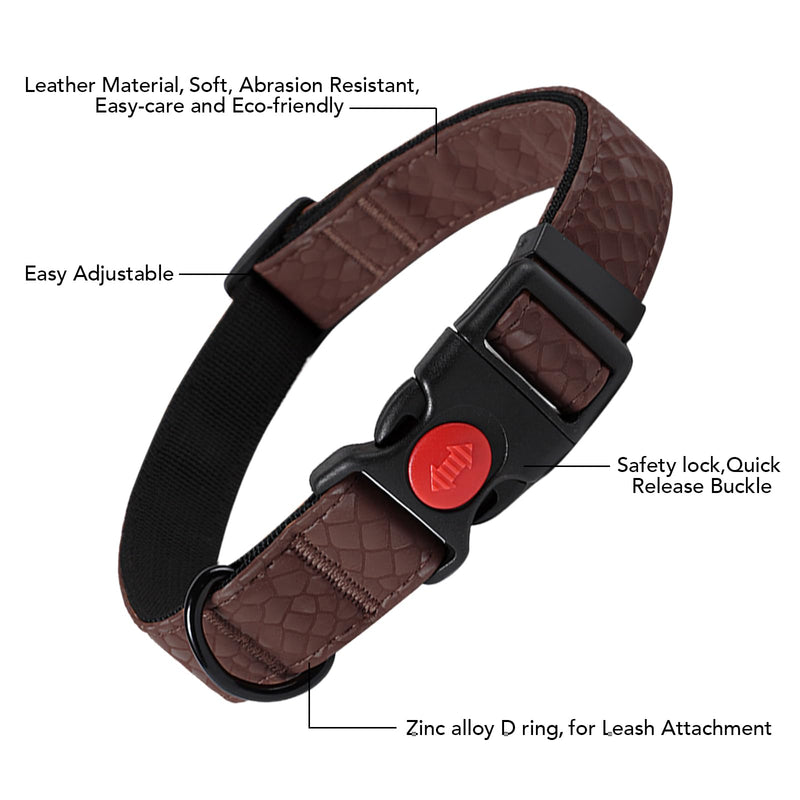 Dog Collar and Leash Set,Adjustable Durable Dog Collars with Lock Buckle,Soft Leather Pet Collars for Medium,Large Dogs,Mocha mocha - PawsPlanet Australia