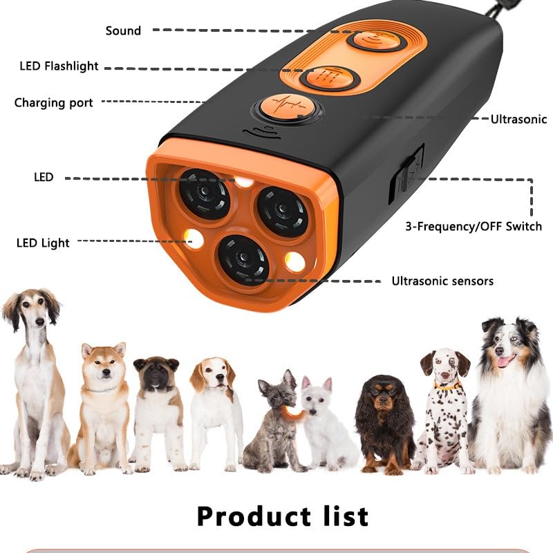 M/P Dog Bark Deterrent Devices, 2025 Upgraded 3X Ultrasonic Anti Barking Device for Dogs, Stopping Dog Barking, Portable Dog Training Device, Safe & Effective for Indoors & Outdoor use - PawsPlanet Australia