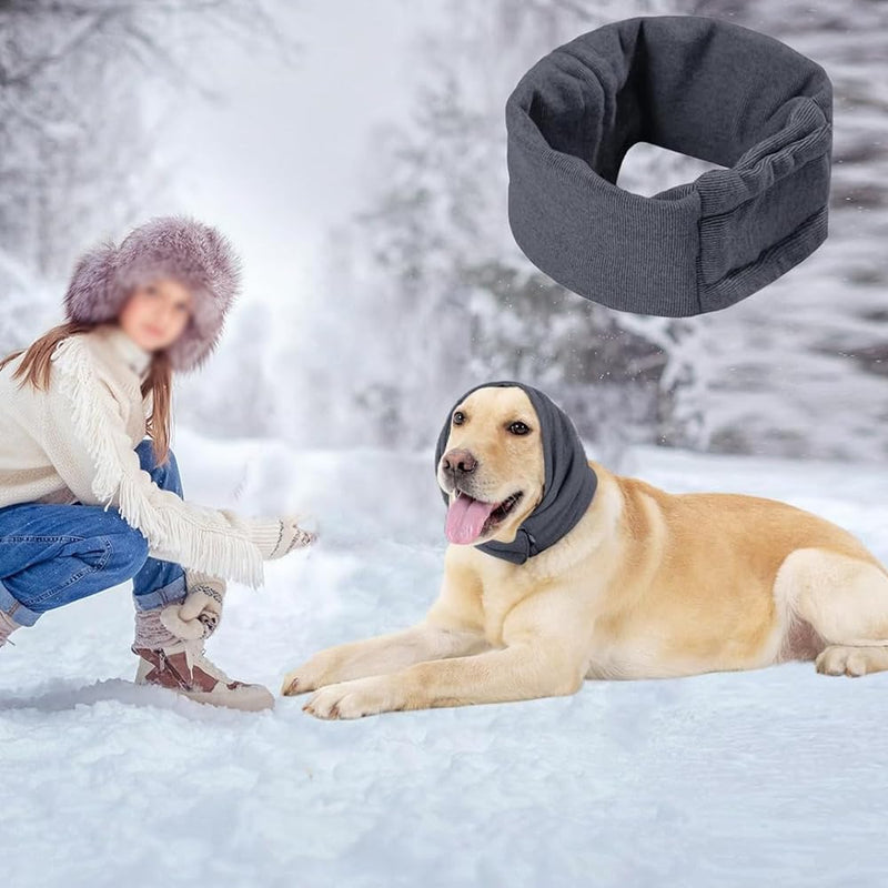 Dog Snood Ear Protectors Dog Ear Muffs Calming Hood Dog Neck and Ears Warmer for Comfort Anxiety Relief and Calming M Szie 35-48cm Grey