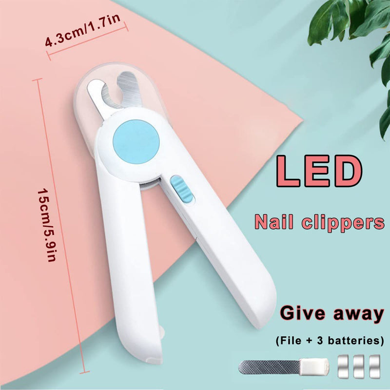 Dog Nail Clippers, Cat Nail Clippers with LED Light, Pet Nail Clippersand Trimmers, Anti Cutting Blood Line, for Small Medium Dogs Cats Rabbits And Guinea Pigs Grooming Tool blue