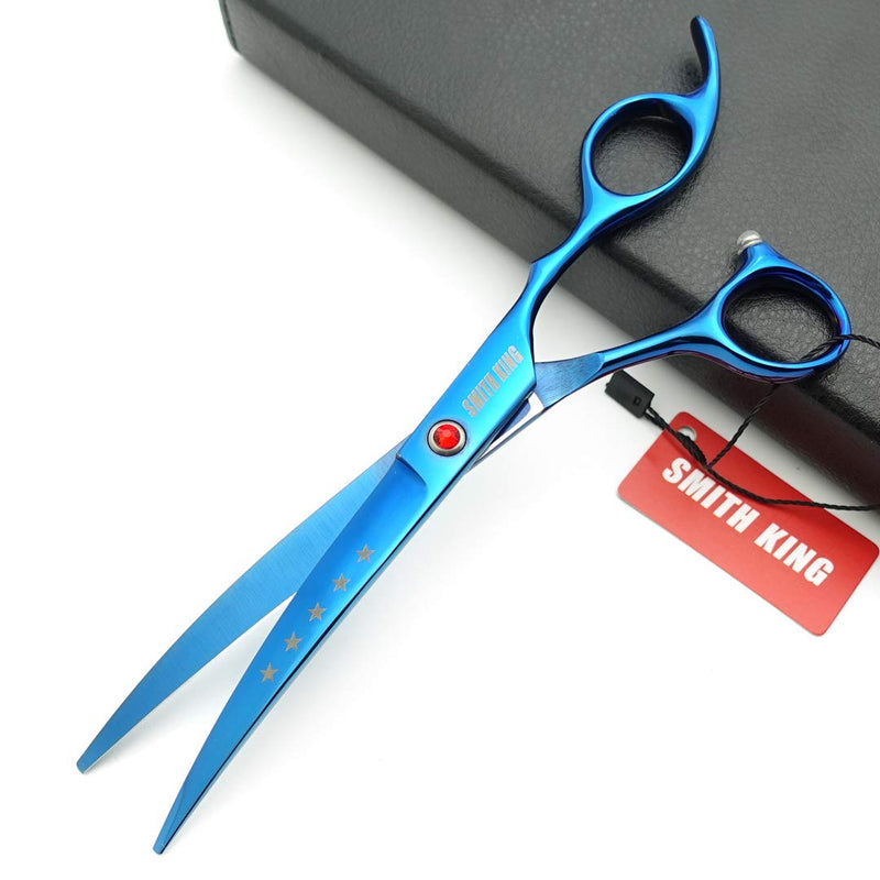 7.0 inches Professional Dog Grooming Scissors Set Straight & thinning & Curved 4pcs in 1 Set (Blue)