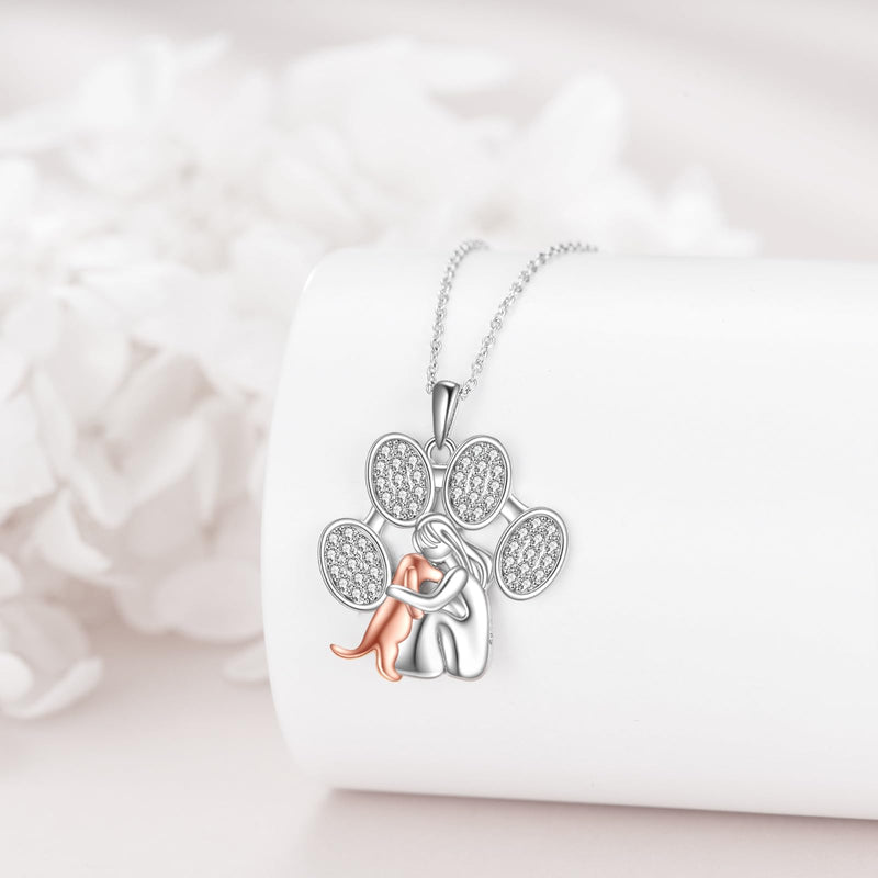 POPLYKE Dog Star/Paw Necklace for Women Sterling Silver Dog Pendant Jewelry Gifts for Girls Paw - PawsPlanet Australia