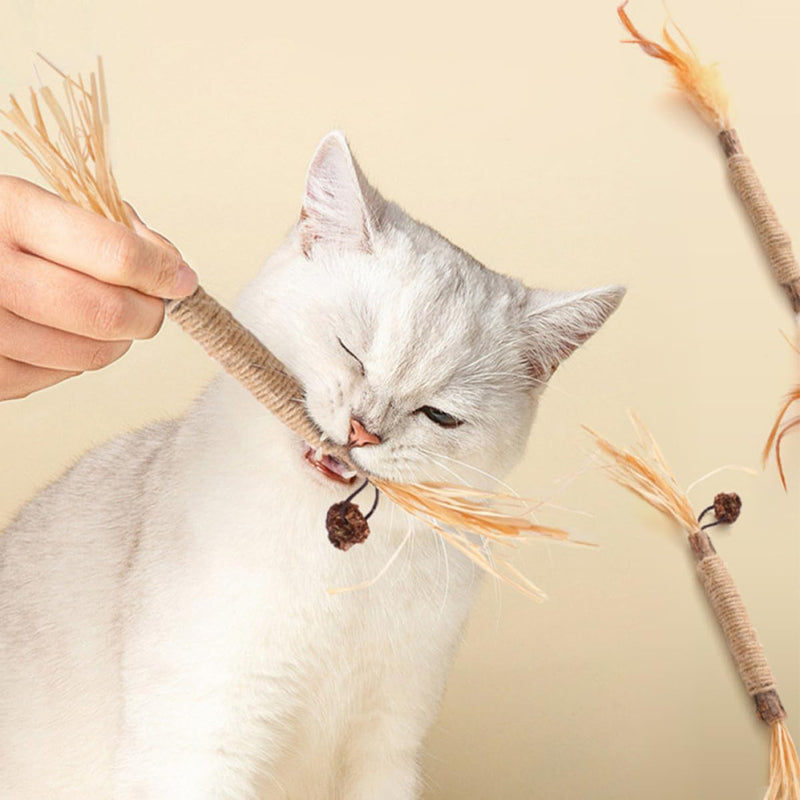 Gadpiparty Cat Dental Care Sticks, Set of 4, Wooden Chew Sticks with Catnip, Wear-Resistant, for House Cats and Kittens as an Activity Toy